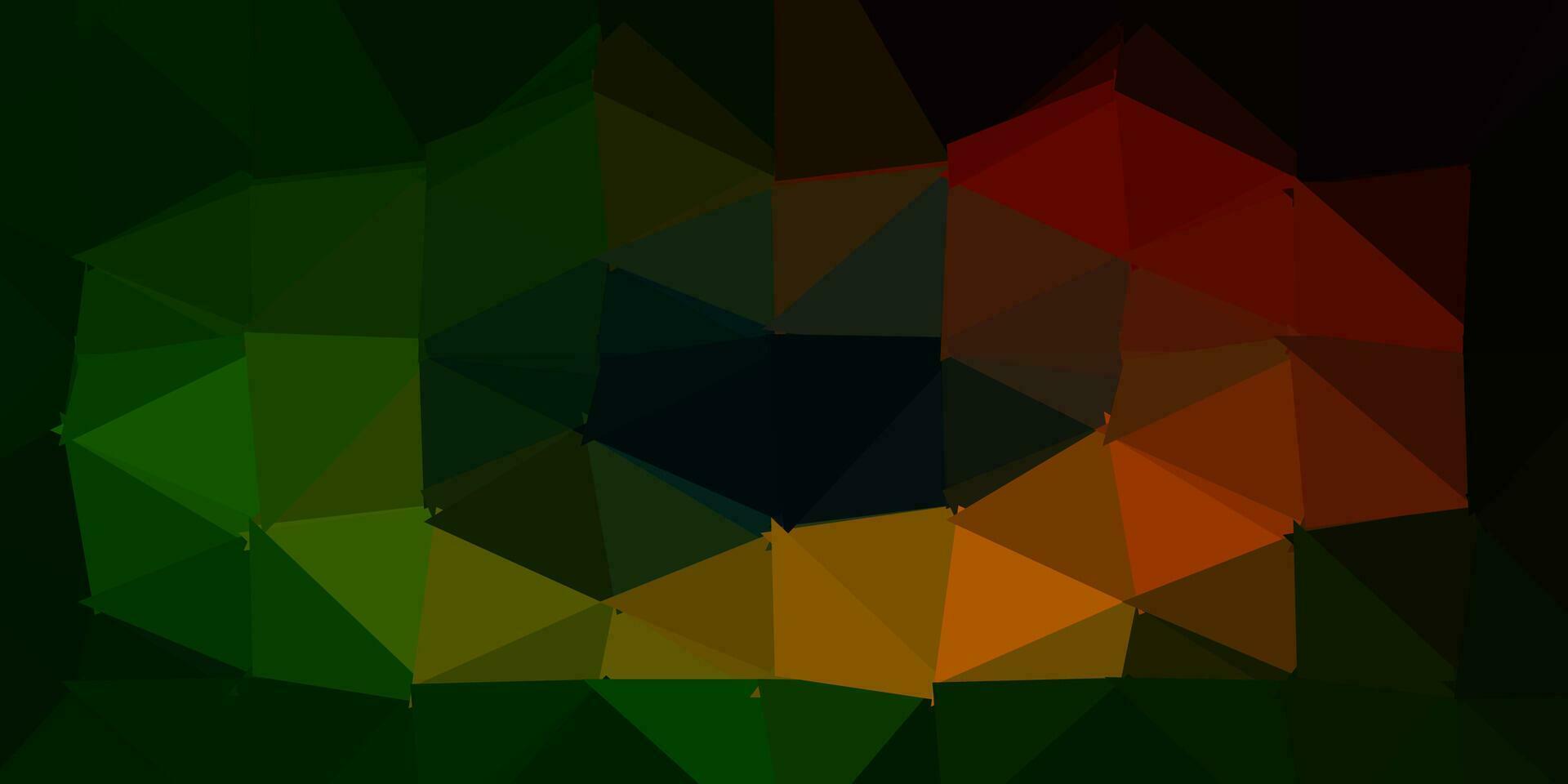 Dark green, red vector polygonal background.