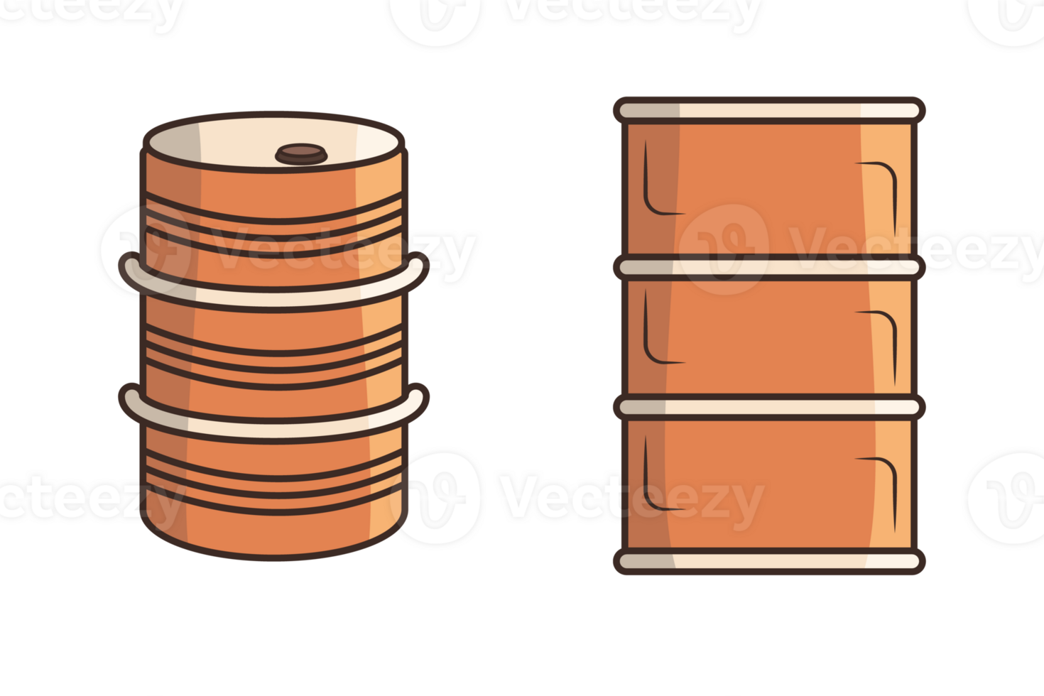 Oil Barrel Collection illustration. Industry working object icon concept. Oil barrel container for liquid chemical products oil, fuel and gasoline design. png