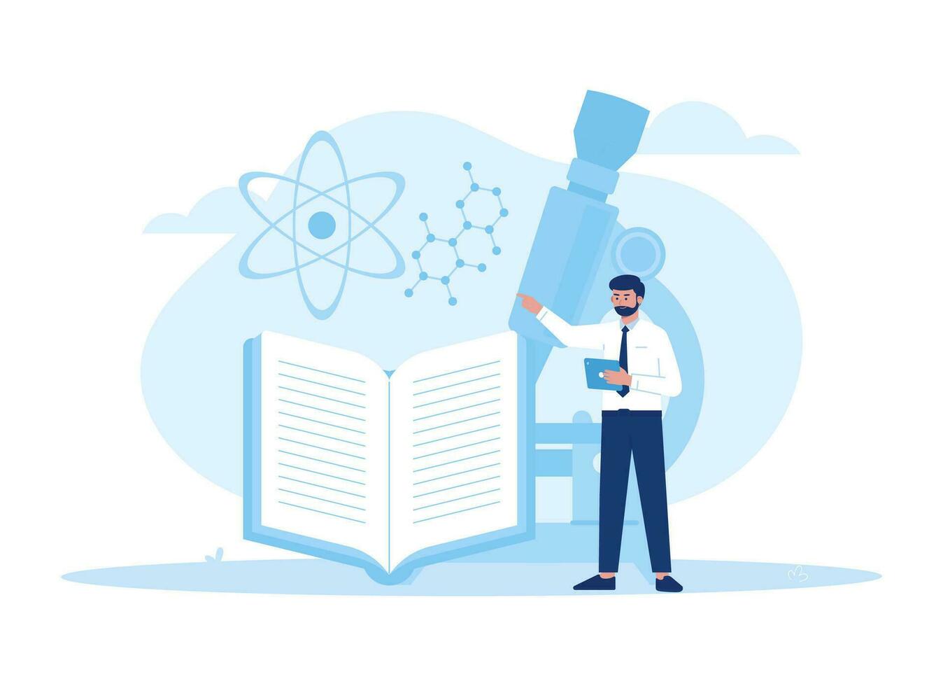Researcher analyzing data in the lab concept flat illustration vector