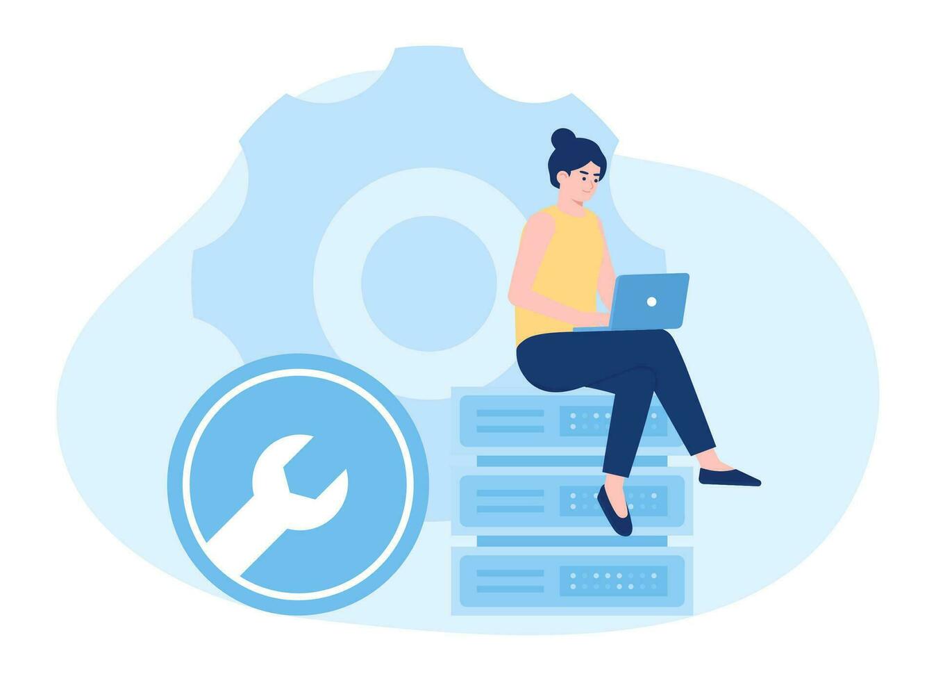 Online data security restoration concept flat illustration vector