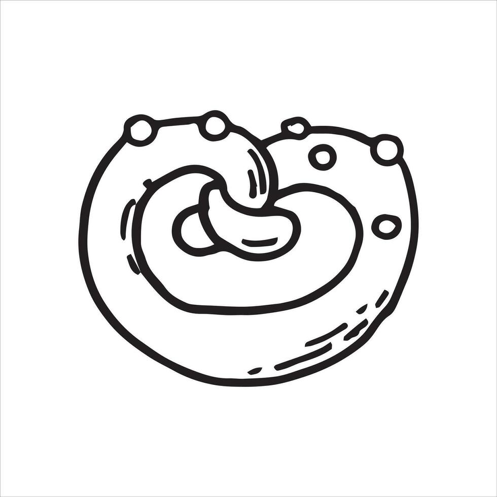 vector drawing of a pretzel in doodle style on the Octoberfest theme. cute simple drawings with beer, sausages, beer festival in October