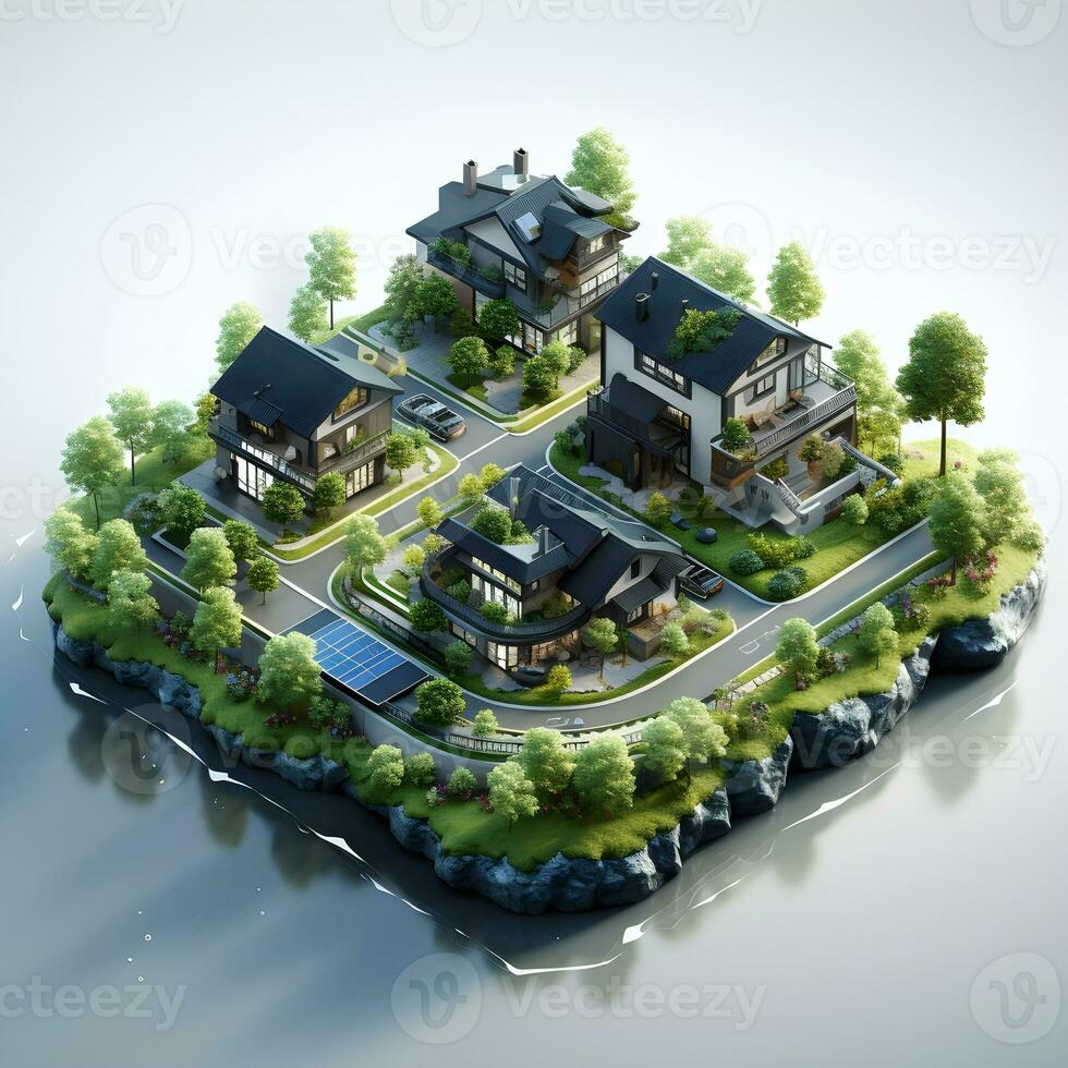 isometric architecture eco sustainable environment generative AI. photo