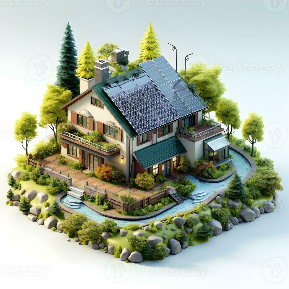 isometric architecture eco sustainable environment generative AI. photo