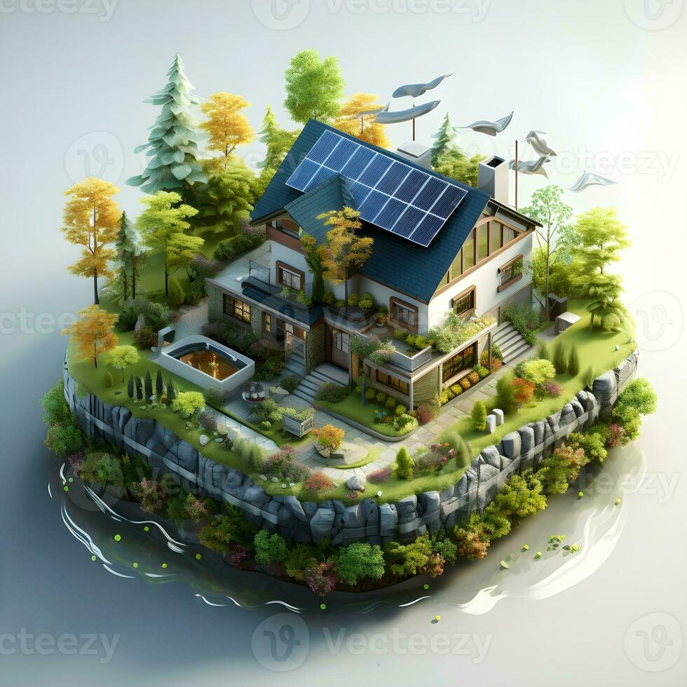 isometric architecture eco sustainable environment generative AI. photo