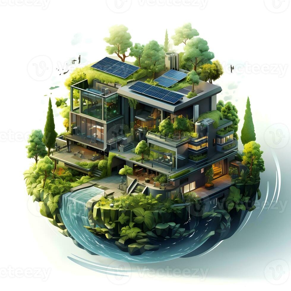 isometric architecture eco sustainable environment generative AI. photo