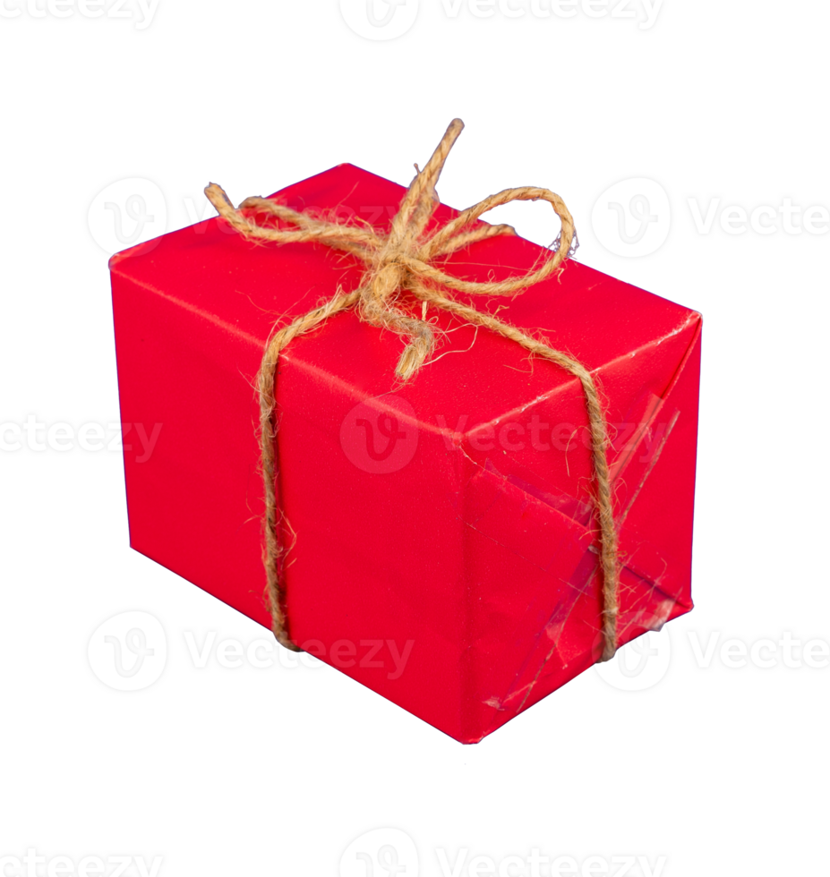 red gift box with rope bow png