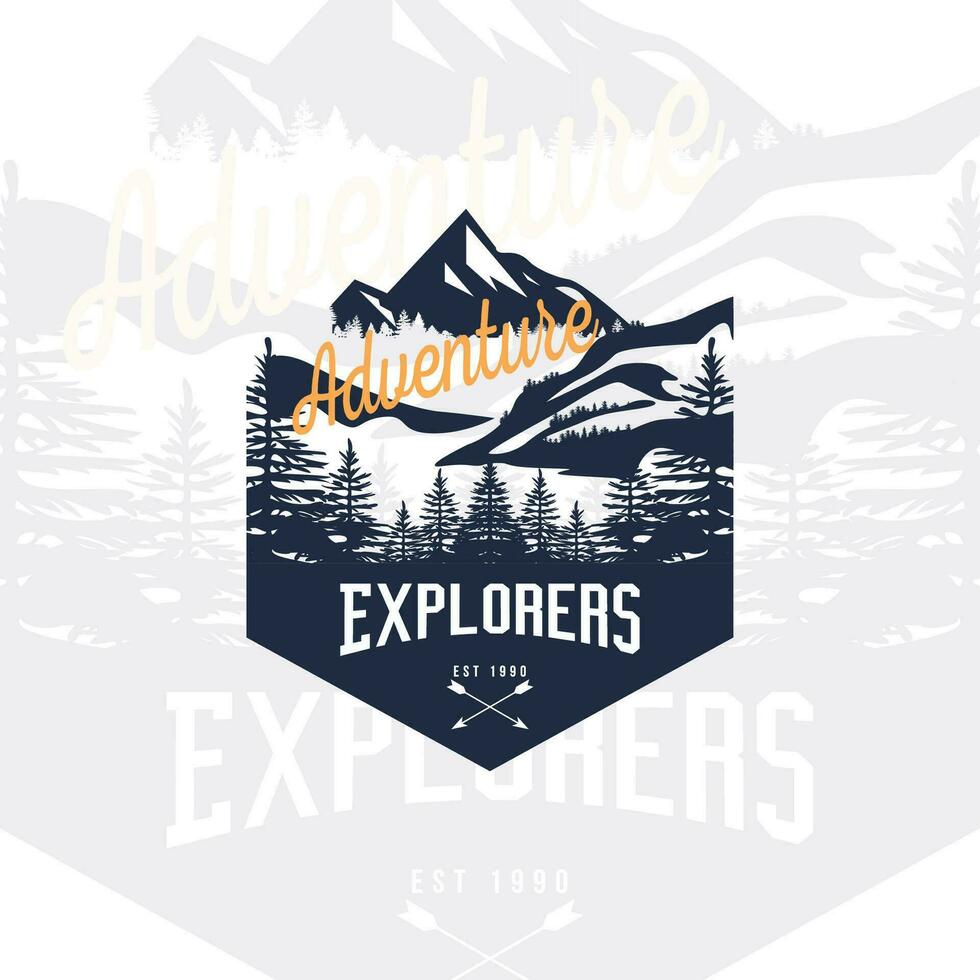 Mountain logo design vector illustration, outdoor adventure . Vector graphic for t shirt and other uses.