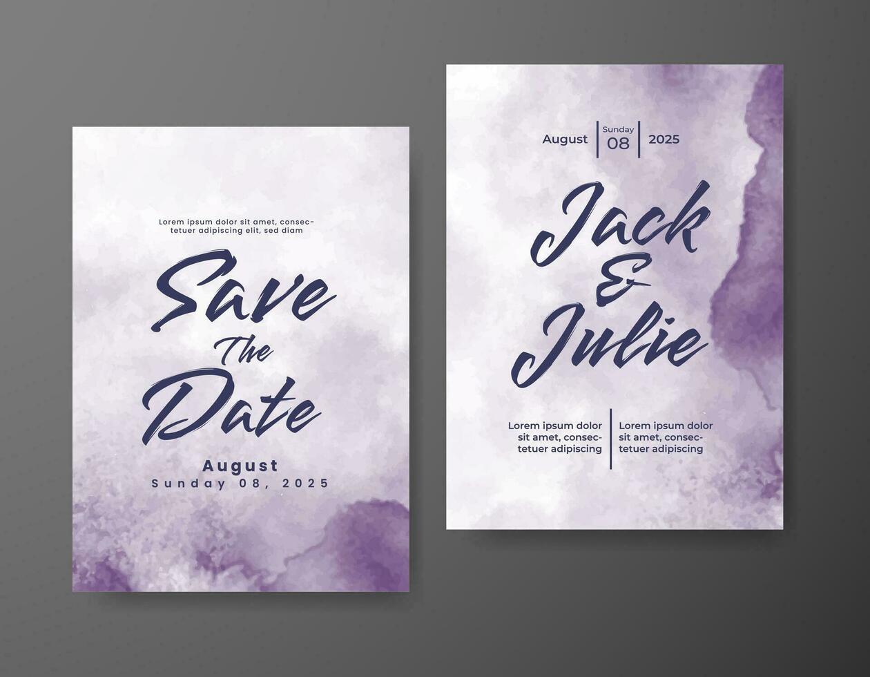 Wedding invitation with abstract watercolor background vector