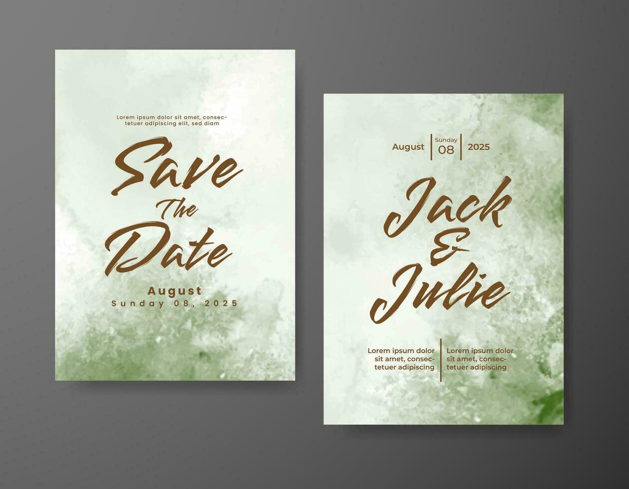 Wedding invitation with abstract watercolor background vector