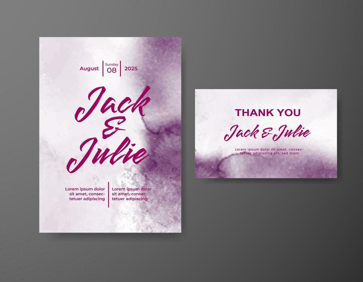 Wedding invitation with abstract watercolor background vector