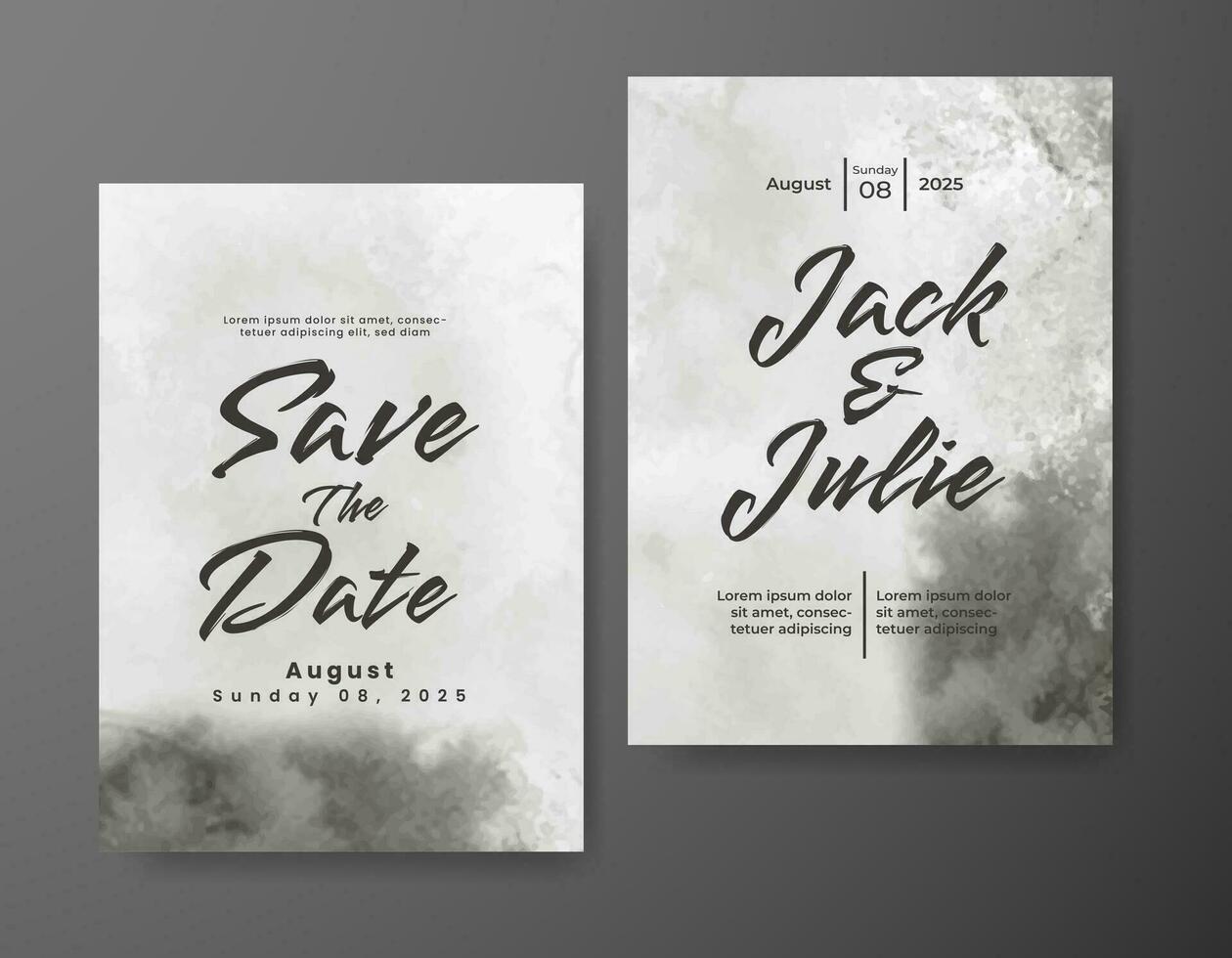 Wedding invitation with abstract watercolor background vector