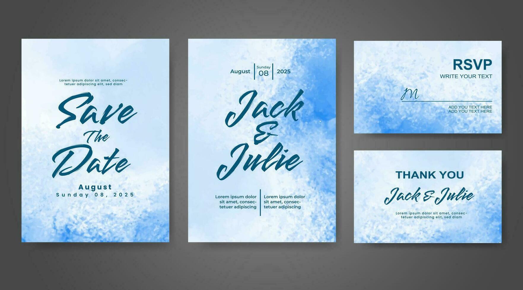 Wedding invitation with abstract watercolor background vector