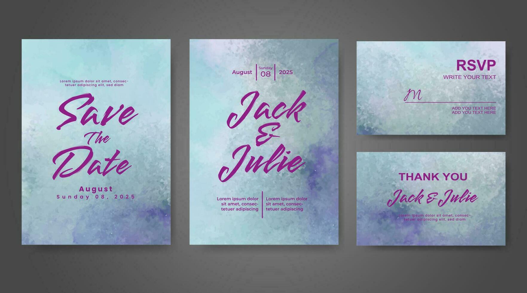 Wedding invitation with abstract watercolor background vector