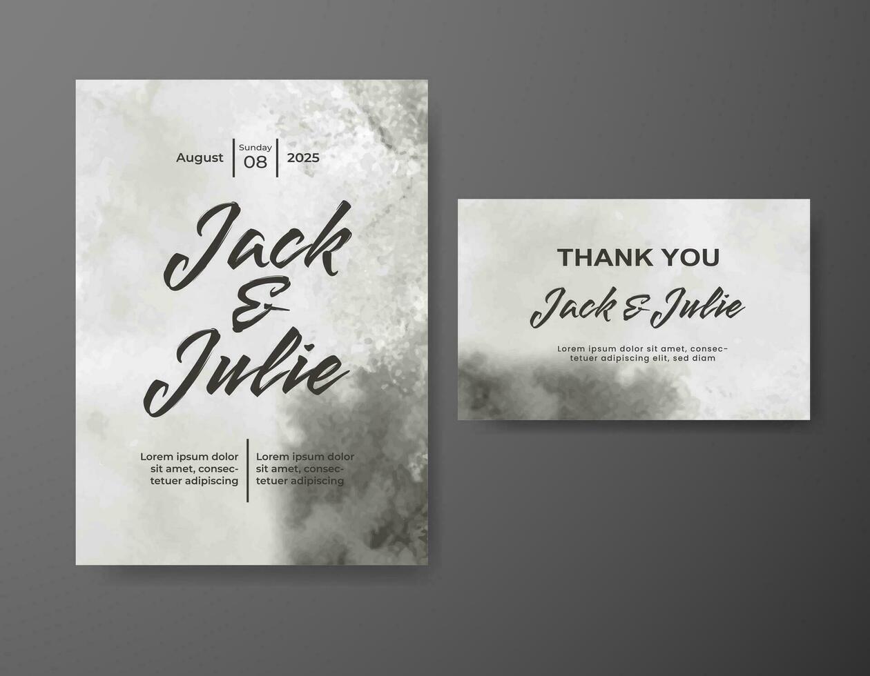 Wedding invitation with abstract watercolor background vector