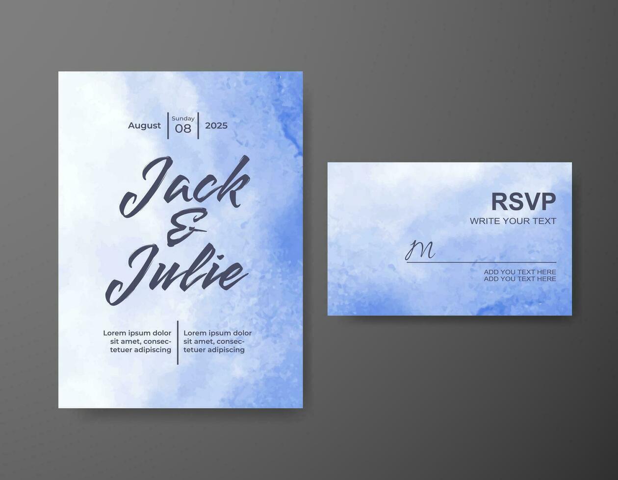 invitación de boda con fondo abstracto de acuarela vector