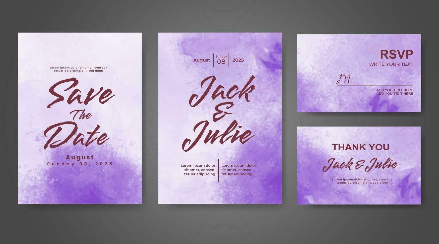 Wedding invitation with abstract watercolor background vector