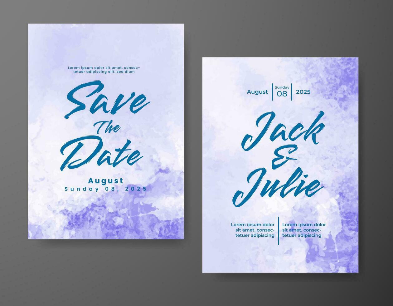 Wedding invitation with abstract watercolor background vector