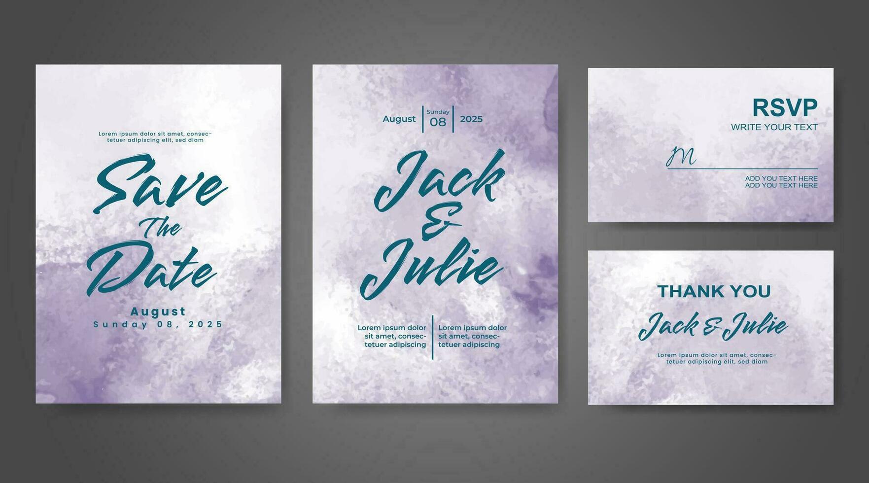 Wedding invitation with abstract watercolor background vector