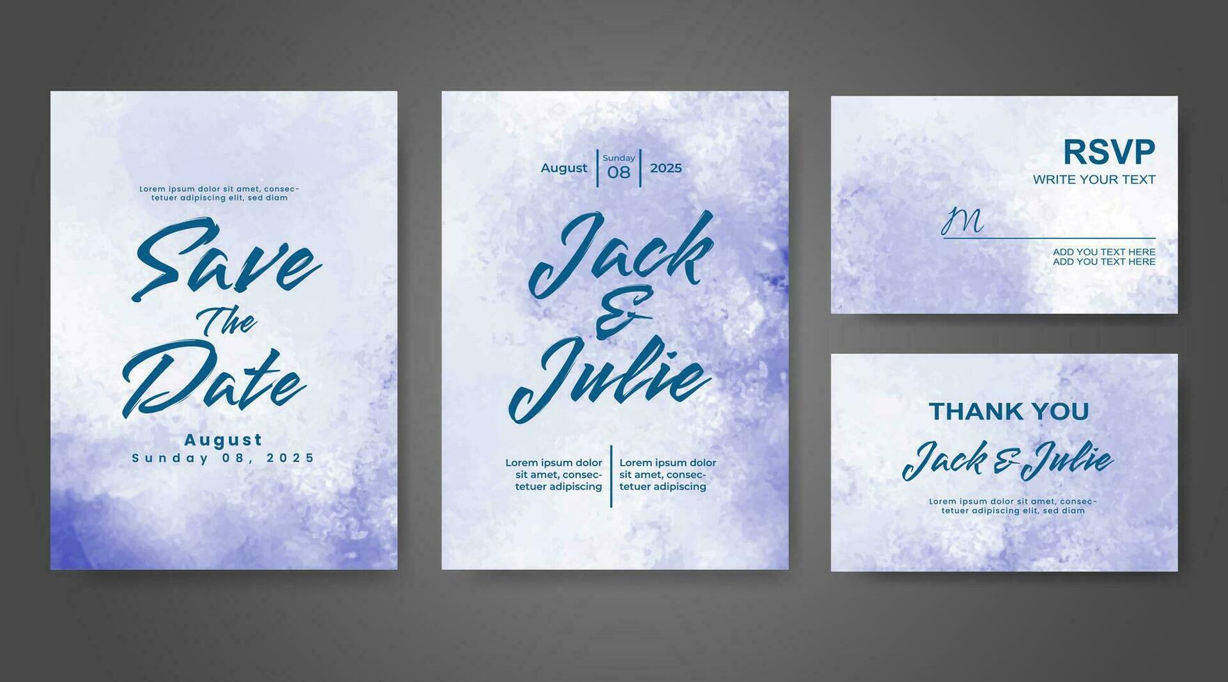 invitación de boda con fondo abstracto de acuarela vector