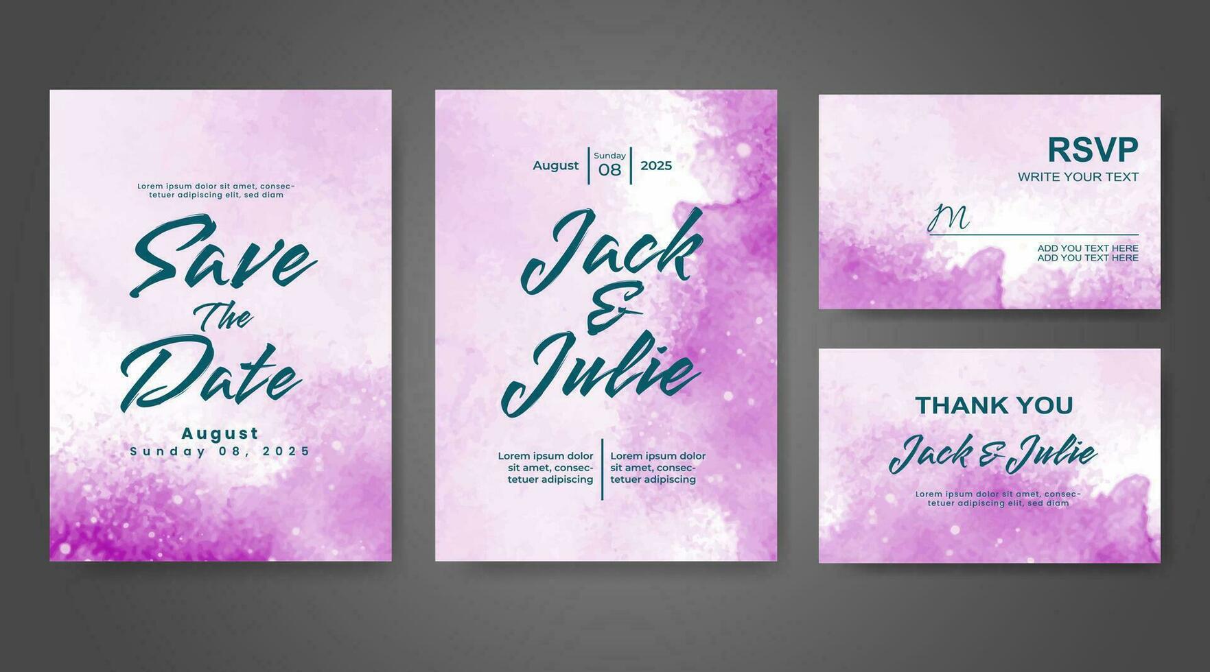 Wedding invitation with abstract watercolor background vector