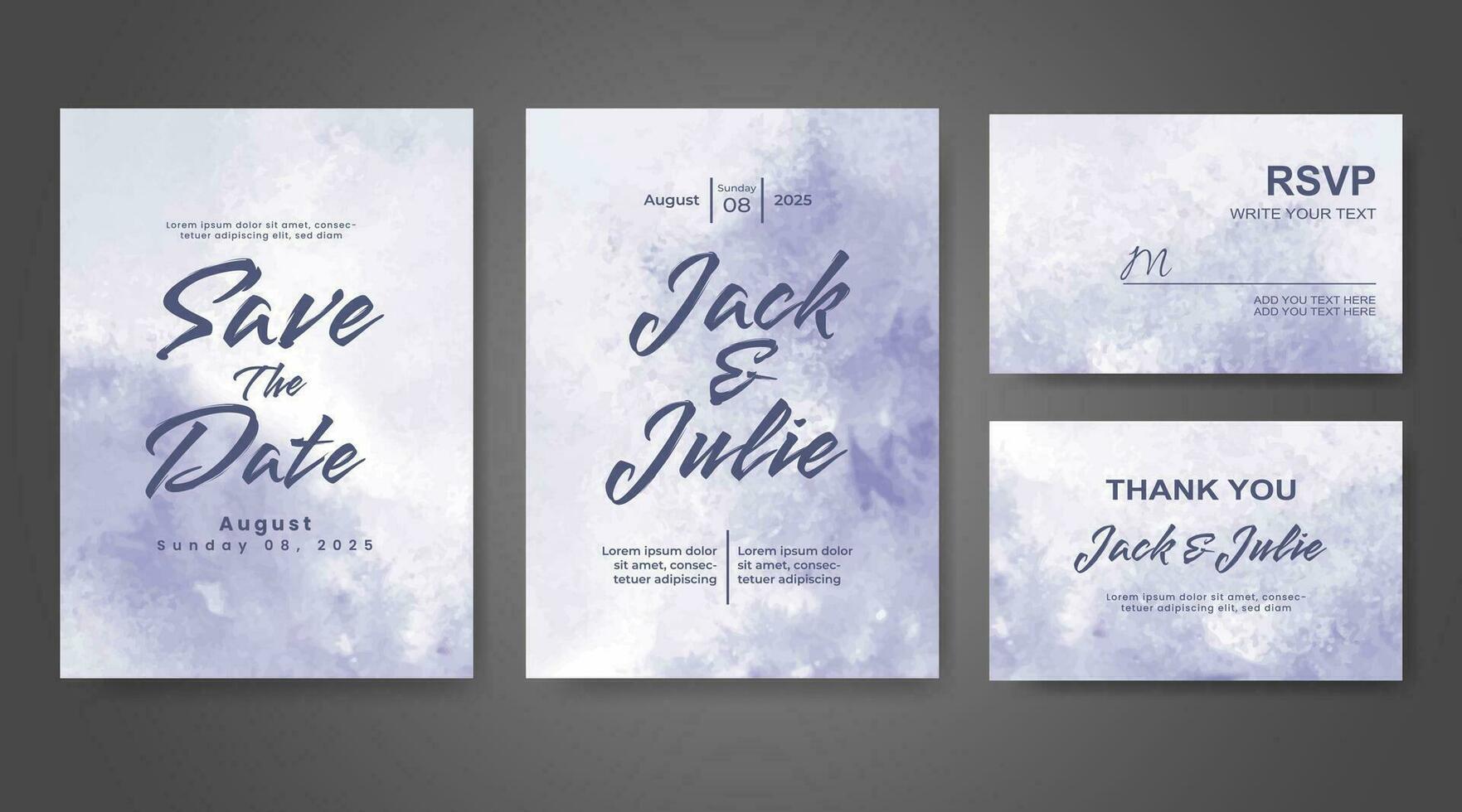 Wedding invitation with abstract watercolor background vector