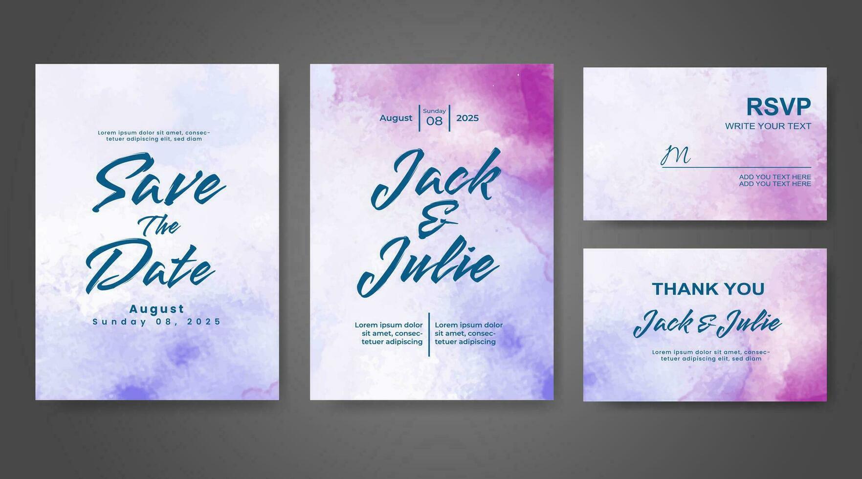 Wedding invitation with abstract watercolor background vector