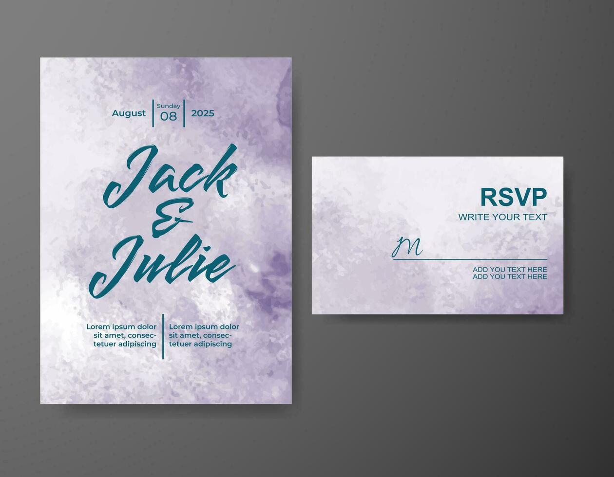 Wedding invitation with abstract watercolor background vector