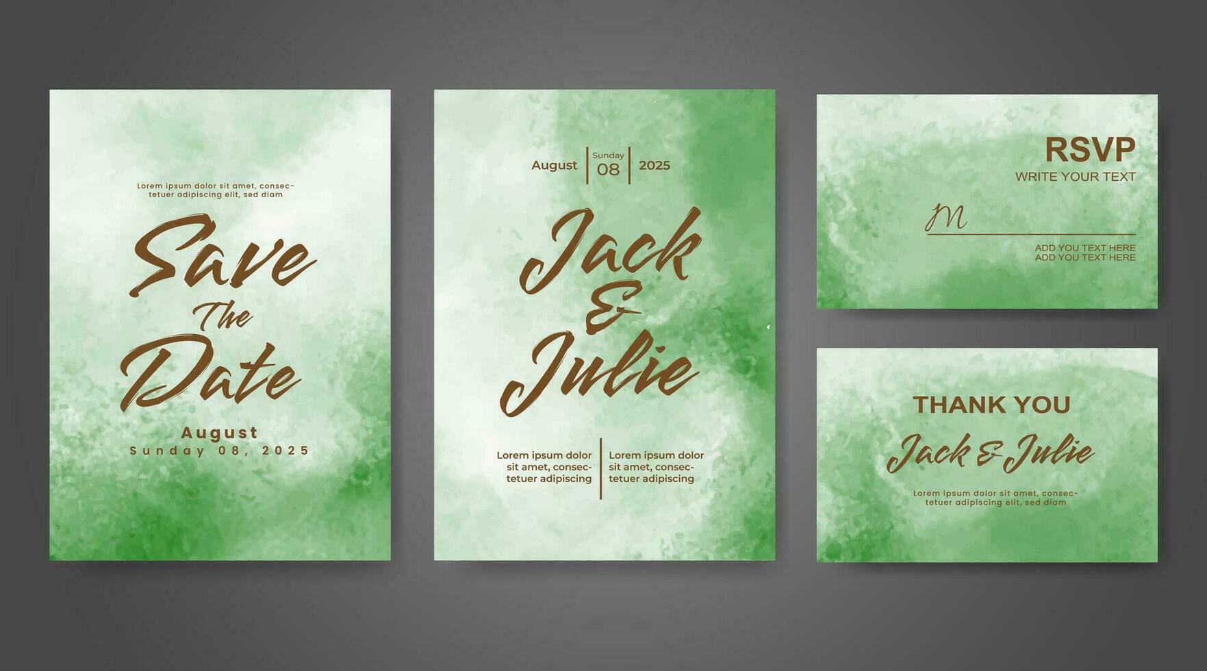 Wedding invitation with abstract watercolor background vector