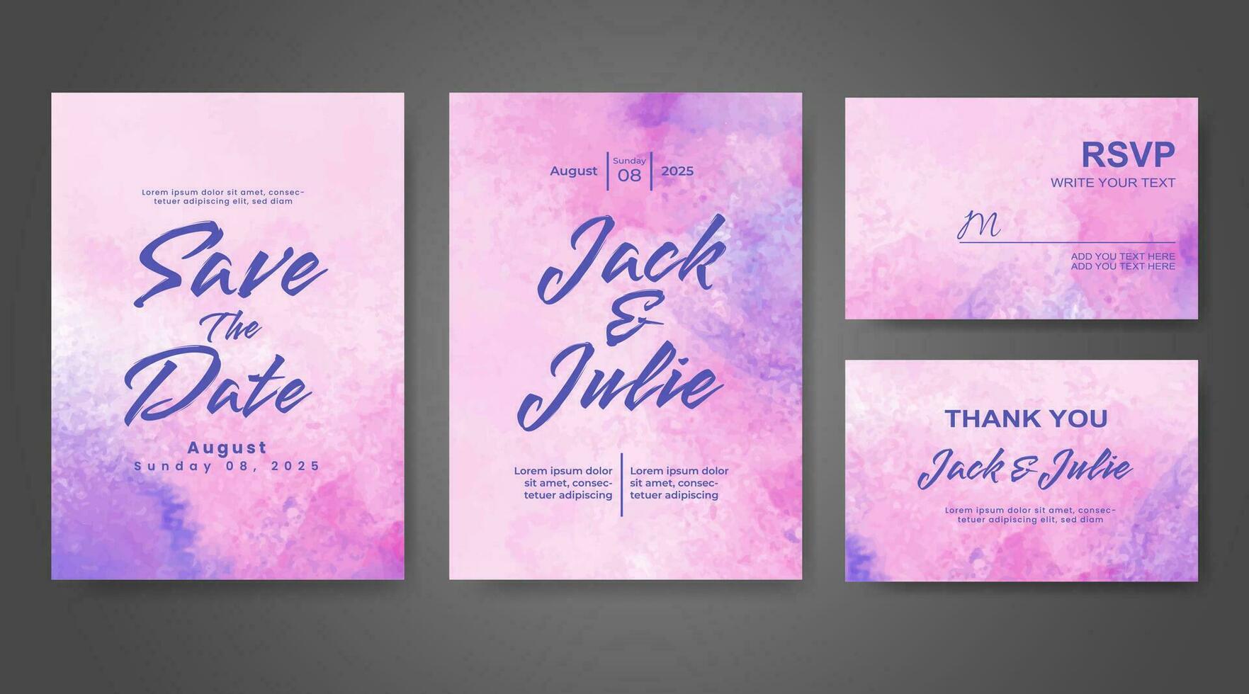 Wedding invitation with abstract watercolor background vector