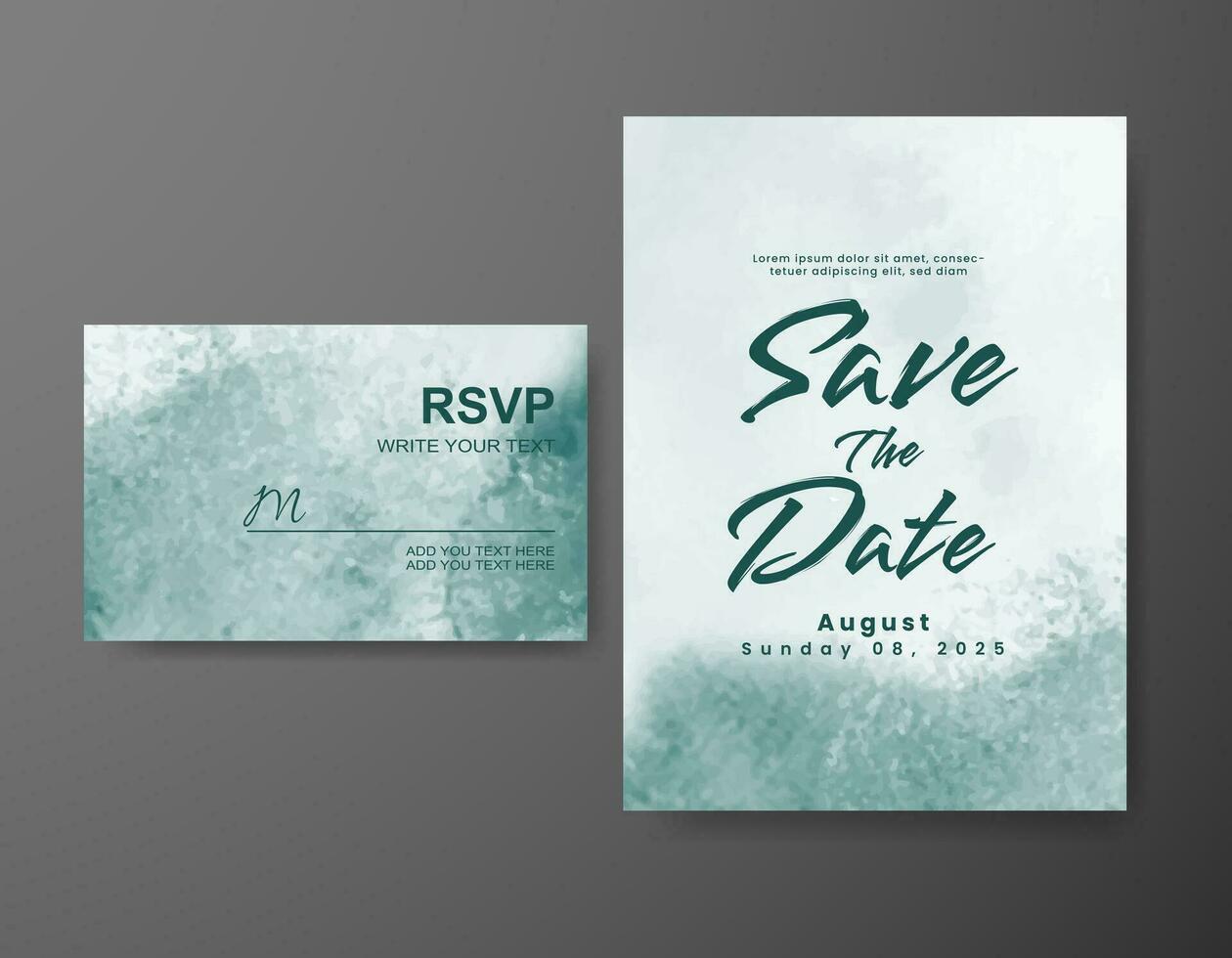 Wedding invitation with abstract watercolor background vector