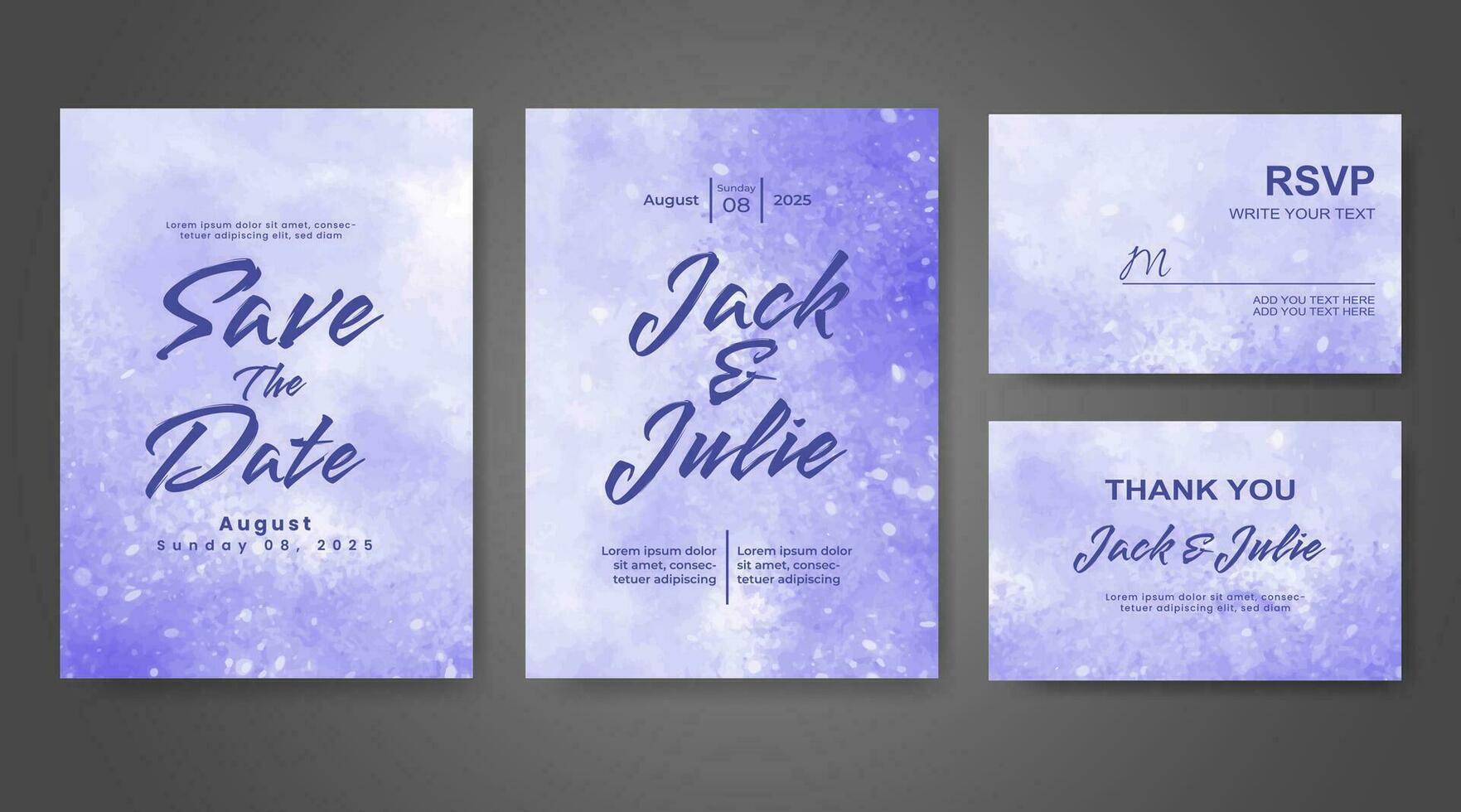 Wedding invitation with abstract watercolor background vector