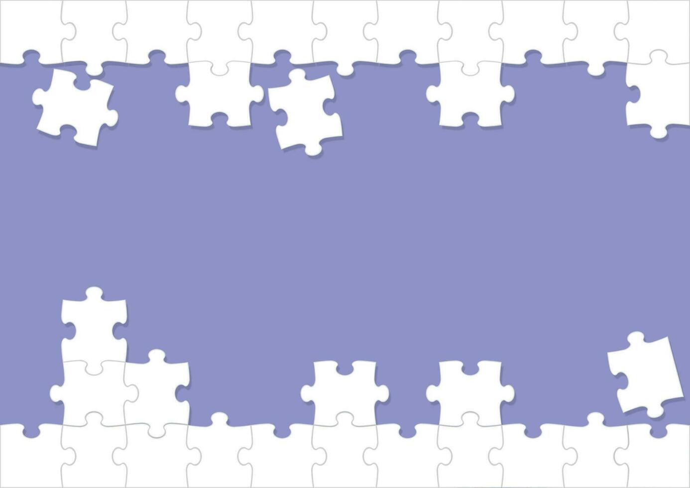 Vector White Jigsaw Puzzle Frame And Background Template On A Purple Background.