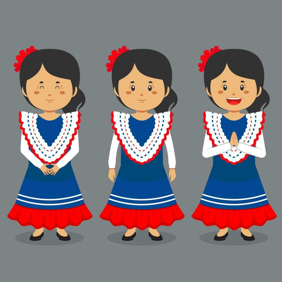 Dominican Republic Character with Various Expression vector