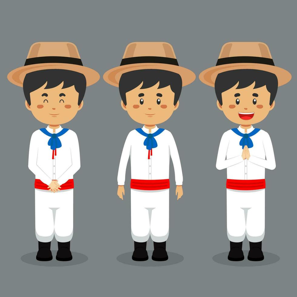 Dominican Republic Character with Various Expression vector
