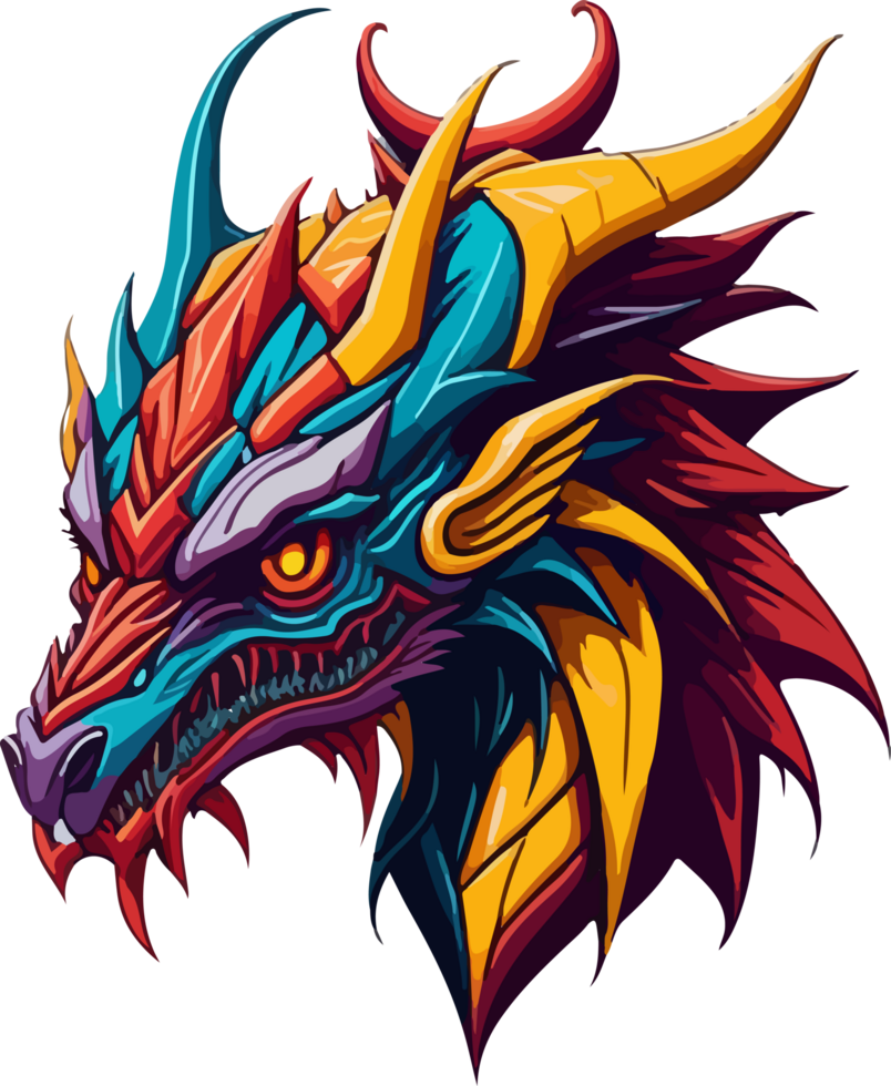 Colorful Dragon Logo Illustration with AI Generative png