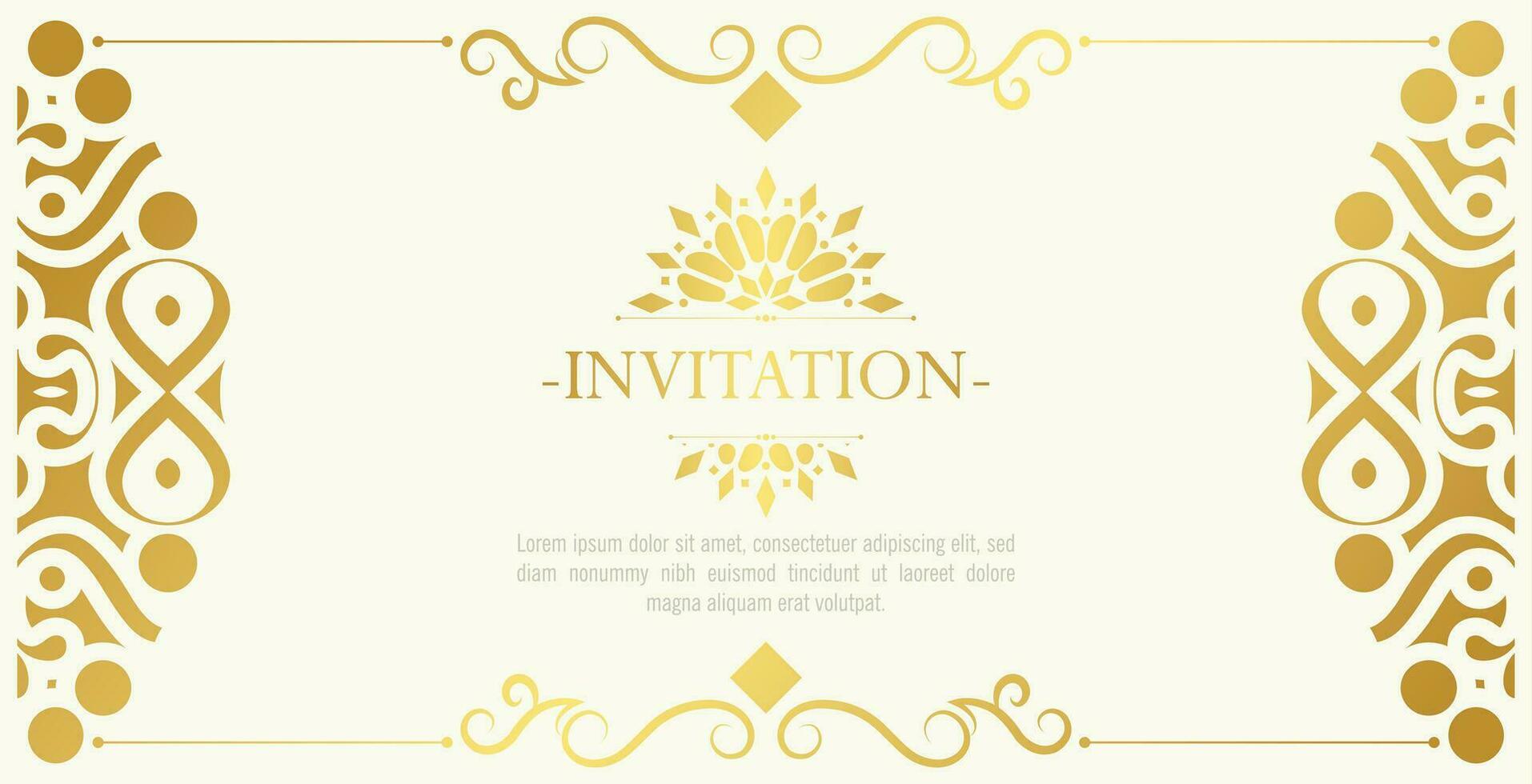 Gold invitation background style ornamental pattern vector