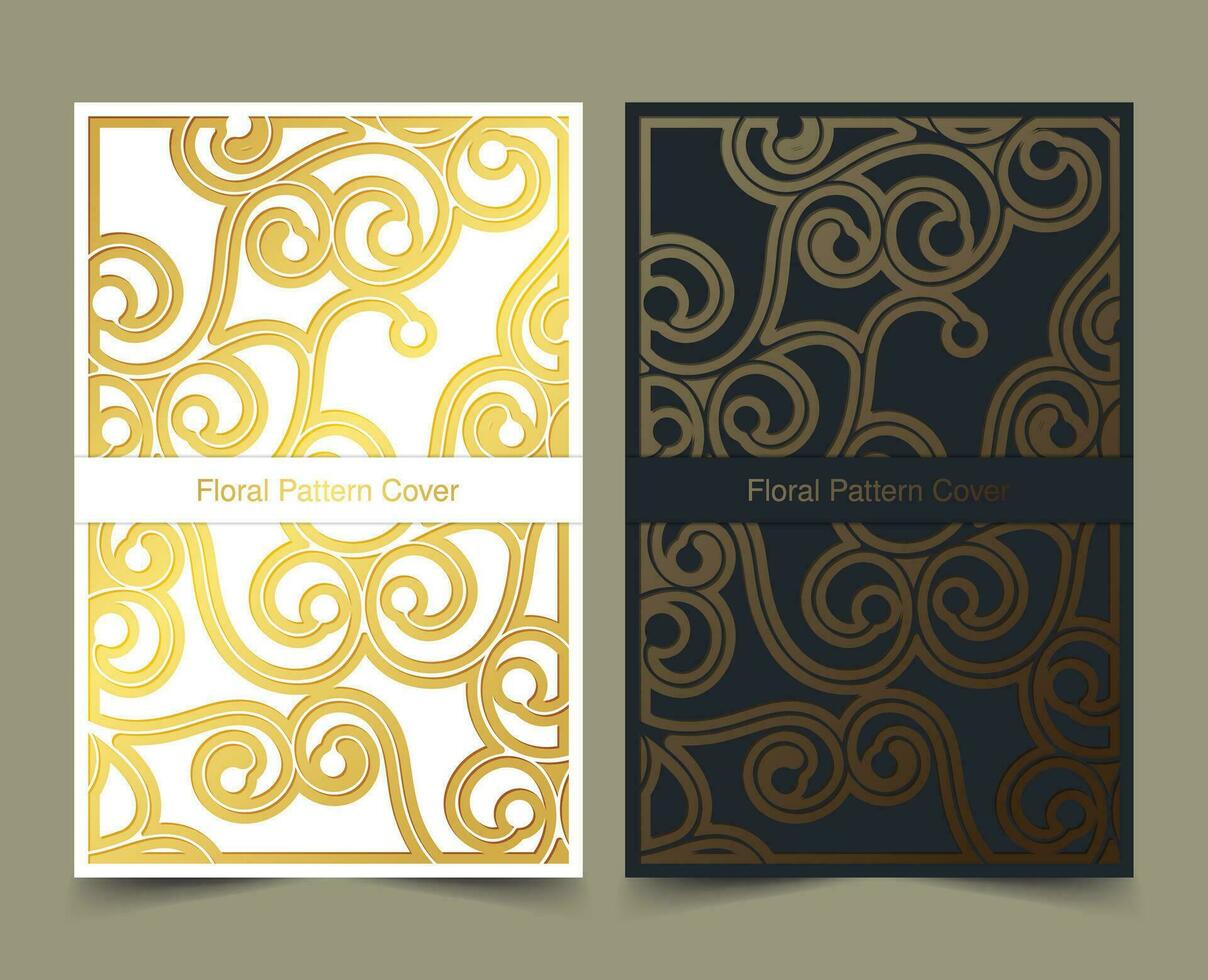 cover of elegant pattern motif in gold color vector