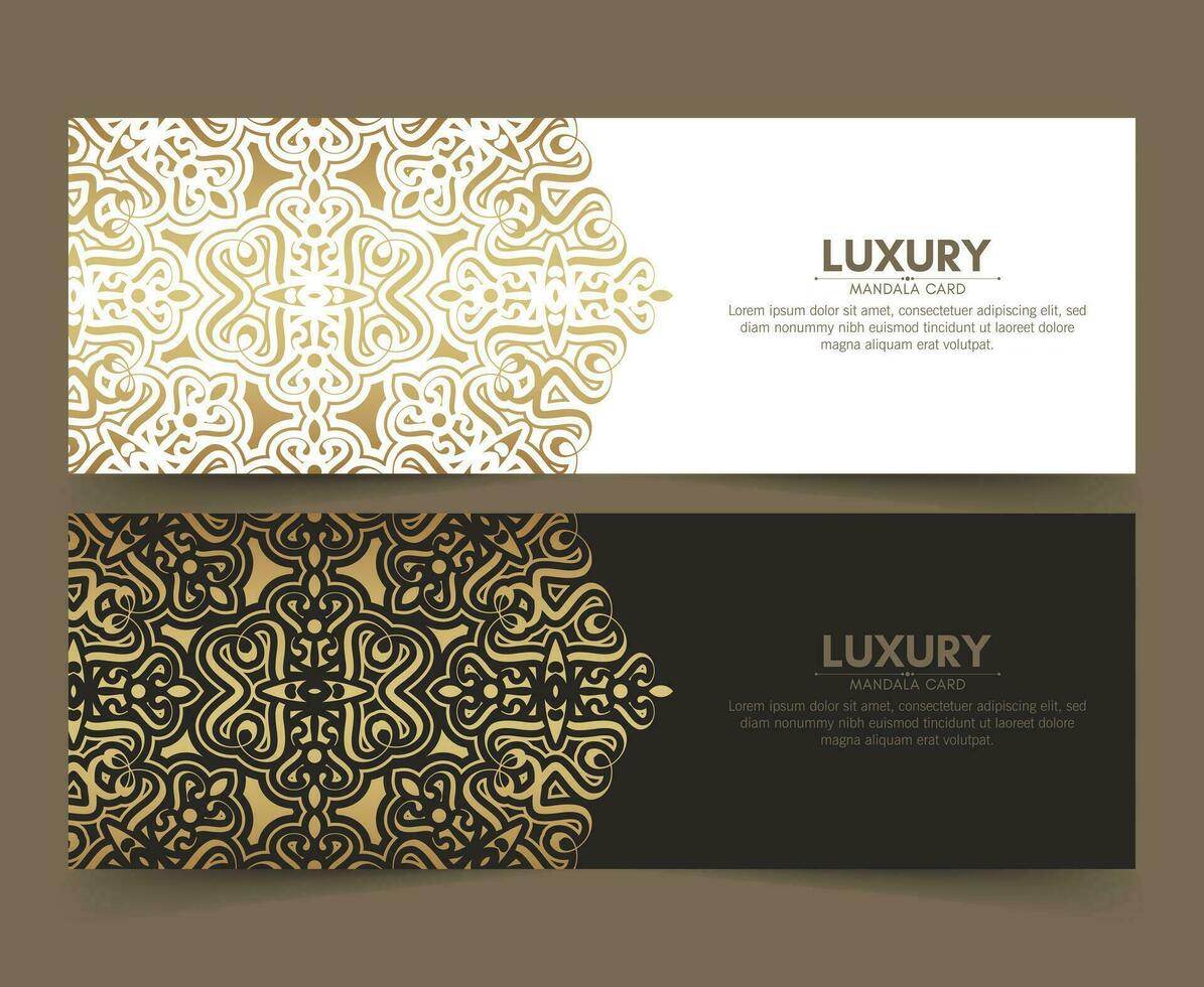Luxury mandala decorative card in gold color vector
