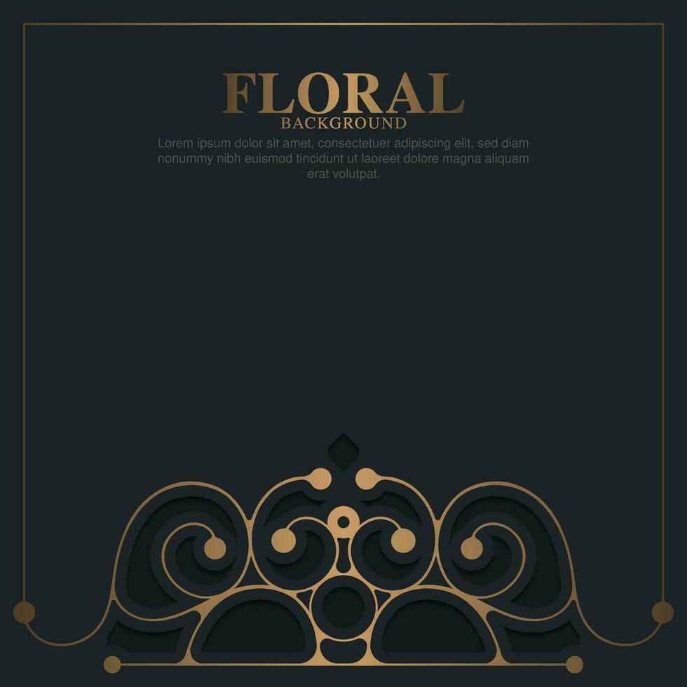 fondo de marco floral decorativo dorado de lujo vector