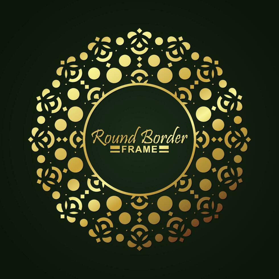 Luxury Gold round floral frame design vector