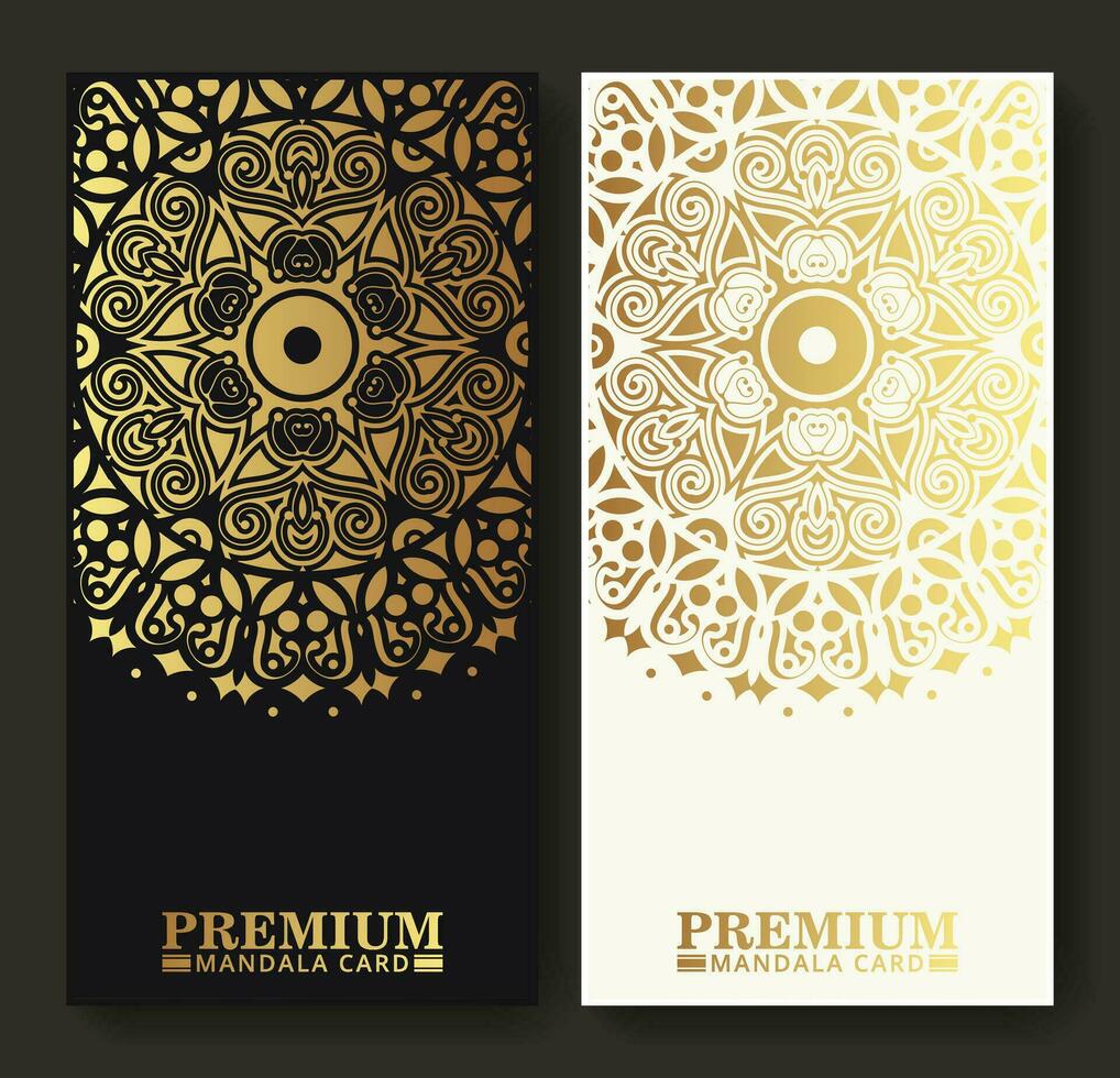 Luxury mandala decorative card in gold color vector