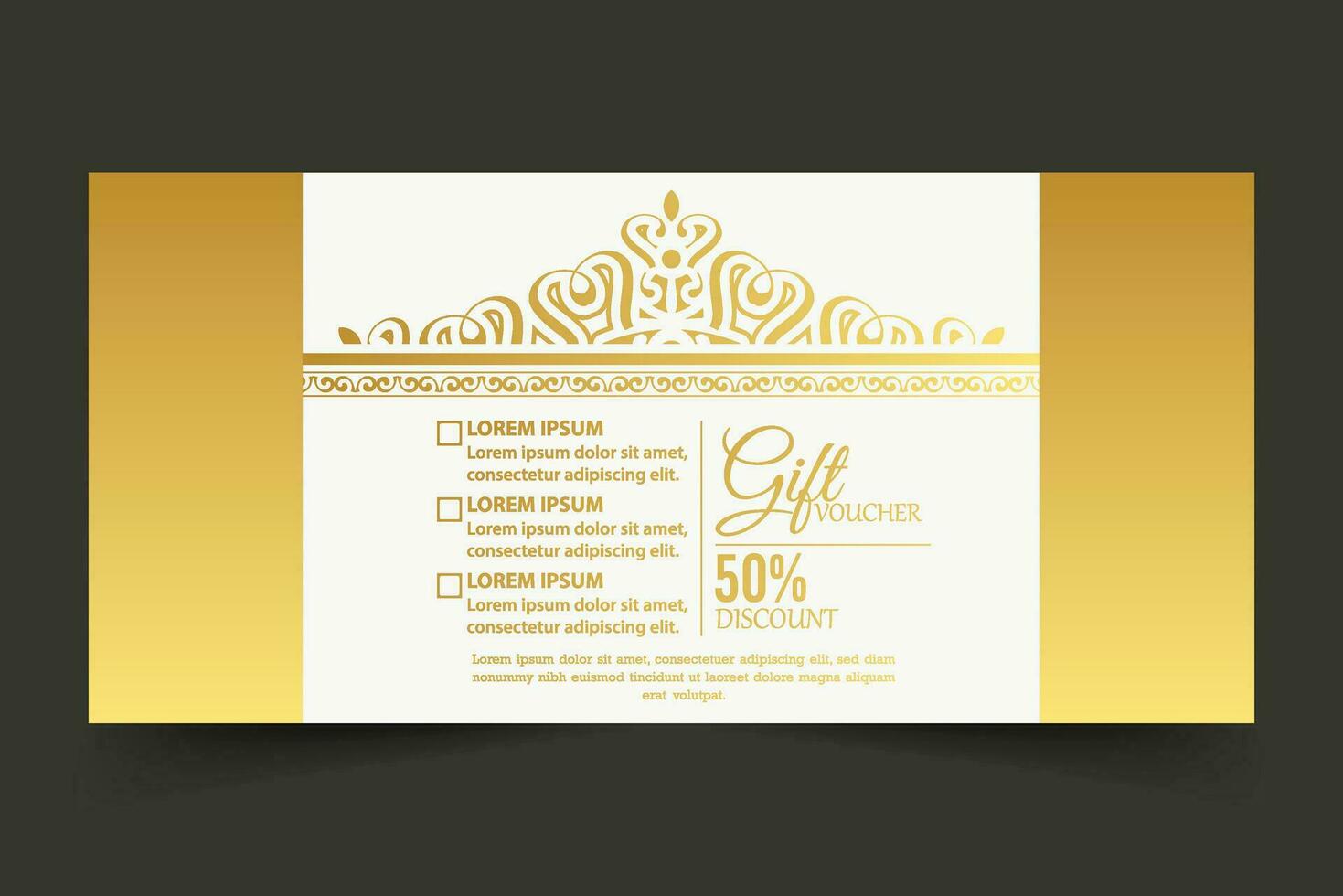 Luxury gold gift voucher template vector