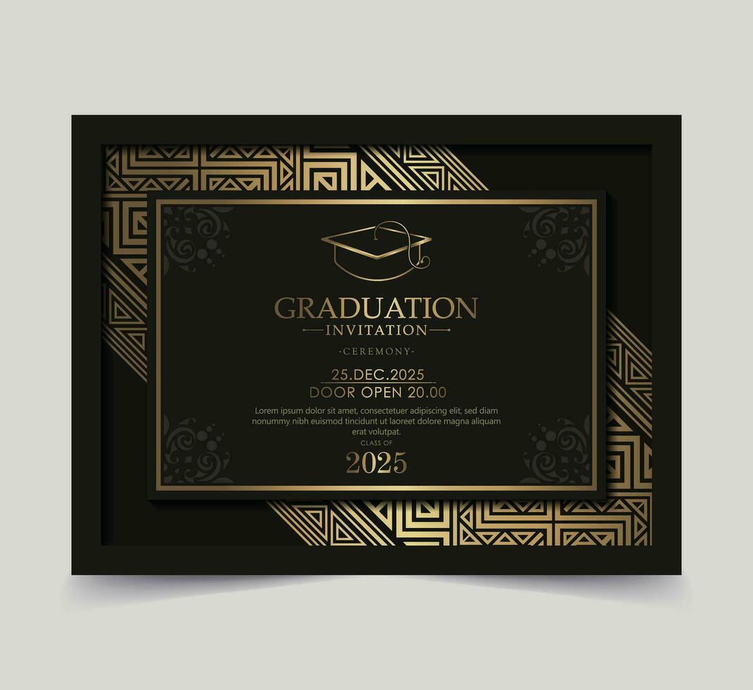 elegante plantilla de invitación de graduación oscura vector