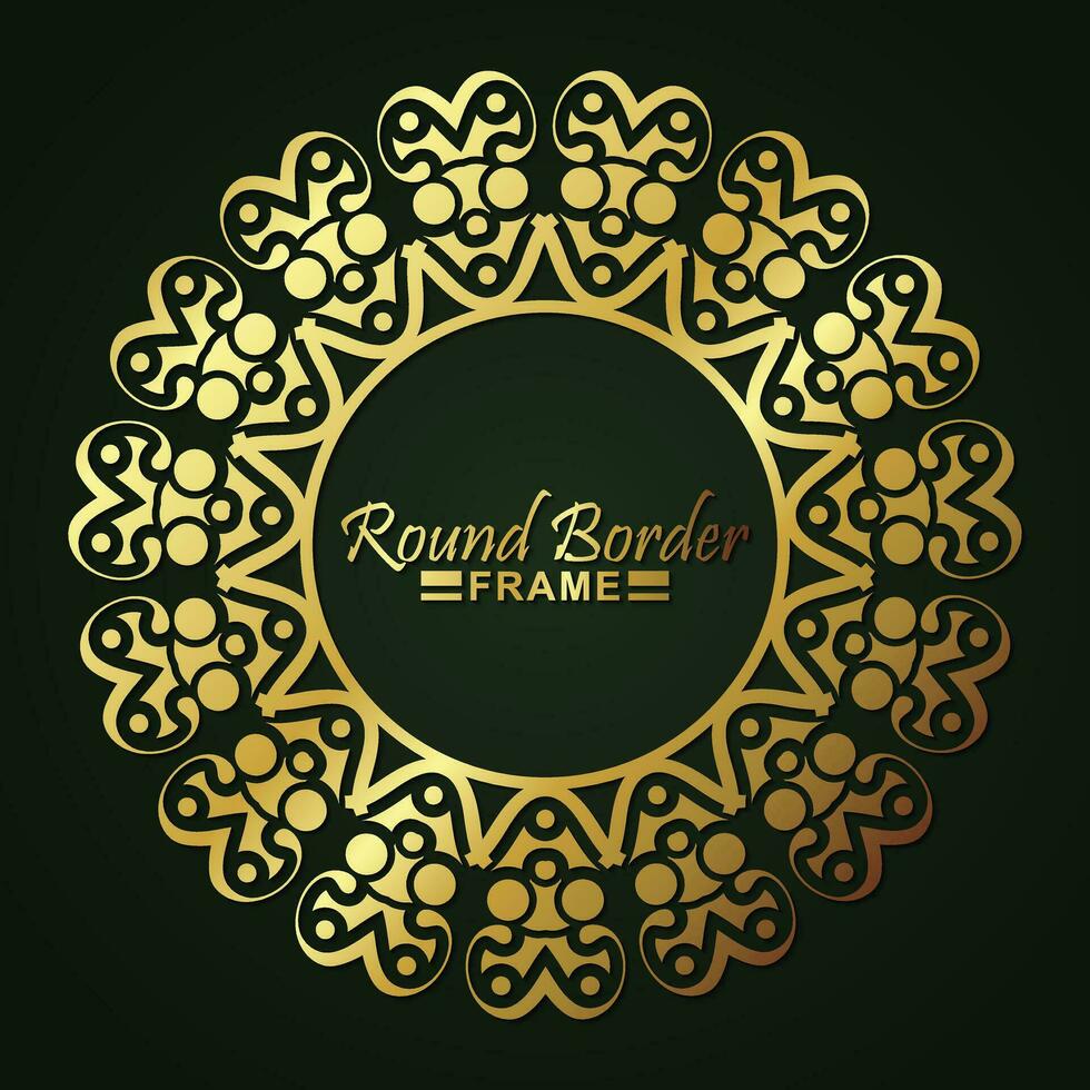 Luxury Gold round floral frame design vector
