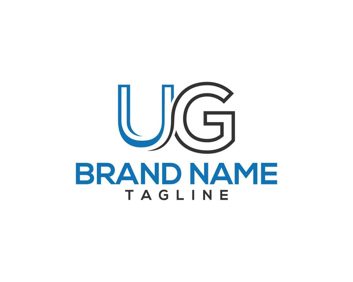 UG abstract letter logo design minimal vector template.