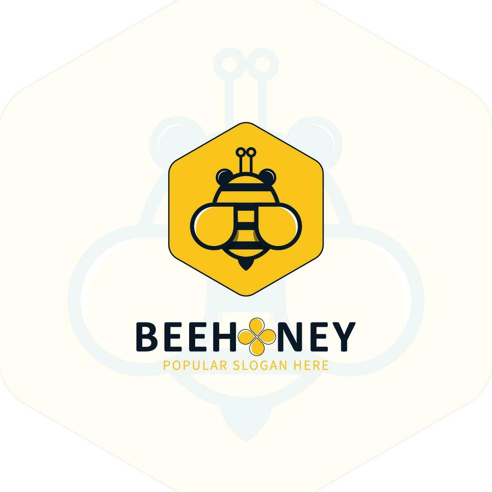 Hand Drawn Honey Bee with Flowers Logo Inspirations Vector illustration. Honey label design. Concept for organic honey products, package design.