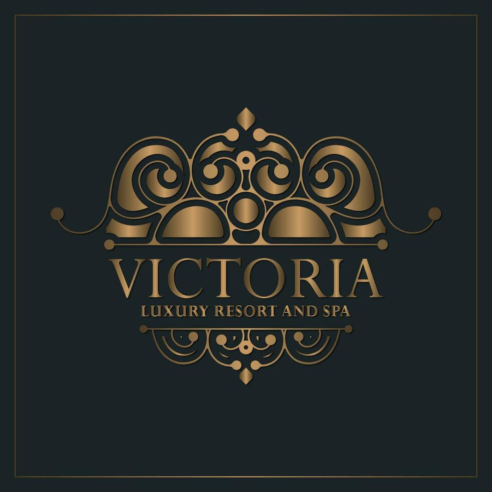 Luxury hotel label template. Trendy vintage royal ornament frames illustration vector