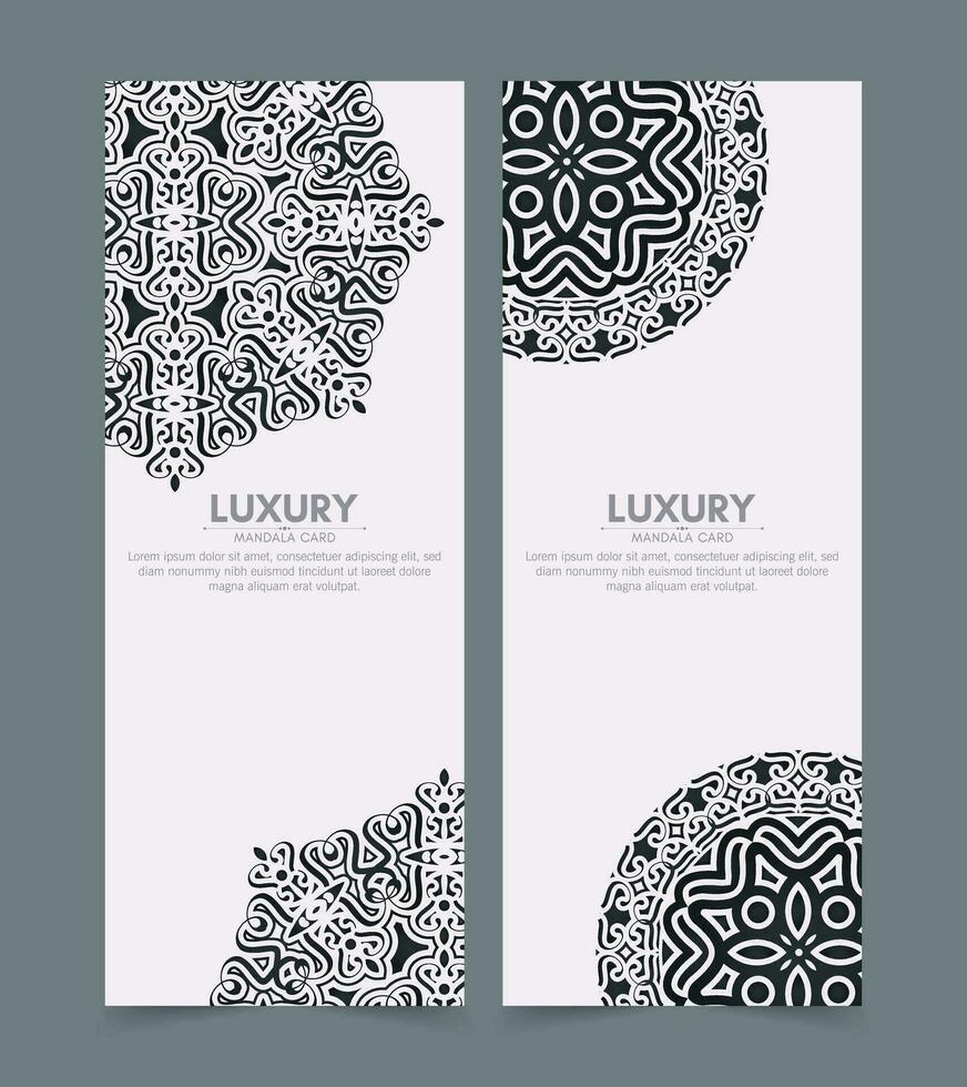 Vertical background card with mandala design vector