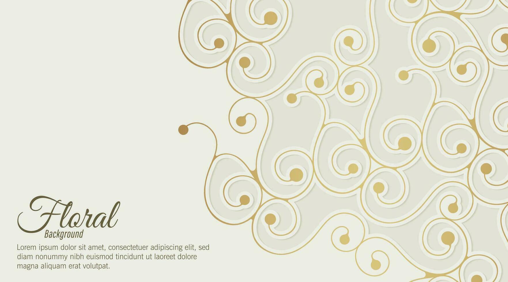 white and gold floral ornament background vector