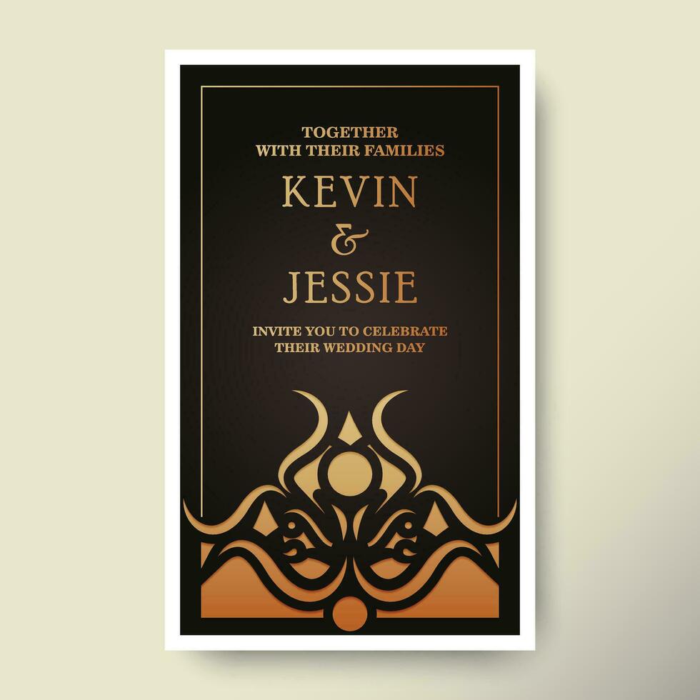 Elegant wedding invitation with pattern motif vector